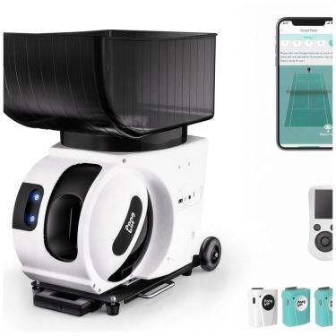 Imagem de Máquina de Lançar Bolas de Tênis Pongbot Pace S Pro, Robô de Treino com IA até 129 km/h, 564 Exercícios e Controle por App.