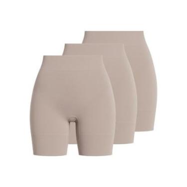 Imagem de Kit com 3 Bermudas Feminina Modeladora Liz 74394 Bege-Feminino