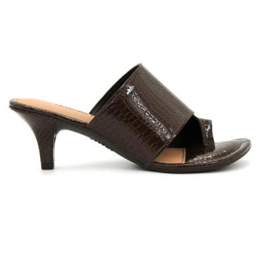 Imagem de Tamanco Feminina Dakota Original Salto Fino Croco Dedo 913, 38, Cafe