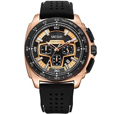 Imagem de MEGIR Relógio Esportivo Militar Masculino Fashion Cronógrafo Quartzo Pulseira De Silicone De Luxo À Prova D’Água Luminoso Relógio Para Homens, Rose Gold