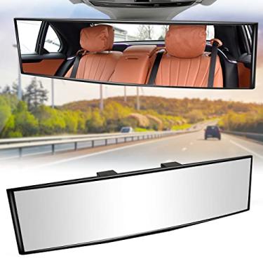 Imagem de Espelho retrovisor, espelho retrovisor panorâmico universal de 30,5 cm, espelho retrovisor amplo angular de encaixe interno para carros, SUV, caminhões