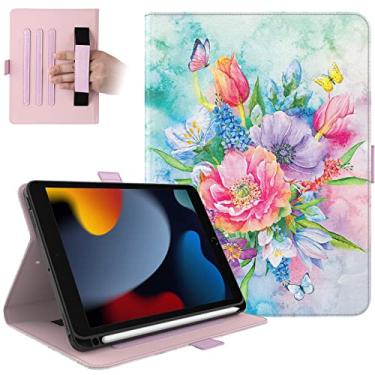 Imagem de Dteck Capa fólio para tablet Samsung Galaxy Tab A 10.1 2019, SM-T510 de 10,1 polegadas - Capa protetora de couro PU com alça de mão e laço elástico para caneta, dobra para criar suporte, capa leve e