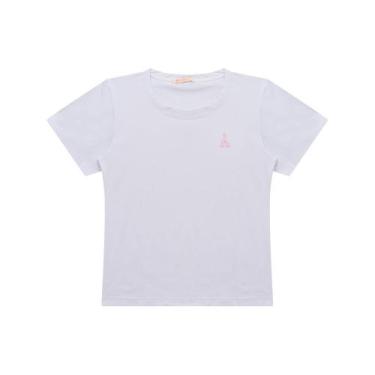 Imagem de Blusa Infantil Menina Manga Curta Básica Em Cotton - Branco - Tupiniki