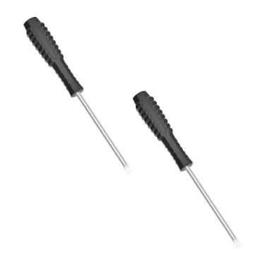 Imagem de FOCMKEAS 2 mini chaves de fenda com fenda, cabeça plana de 4 mm para reparo de brinquedos eletrônicos, magnética, comprimento total de 115 mm (cabo preto)