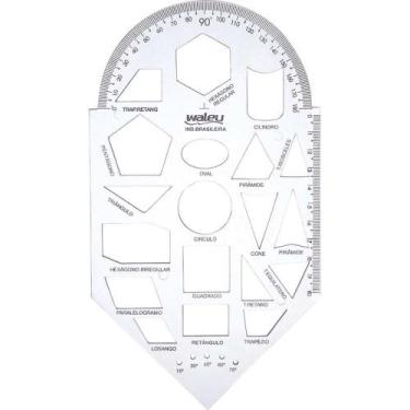 Imagem de Régua Plástica Geometria Gabarito Cristal - Pacote com 10 Unidades - W