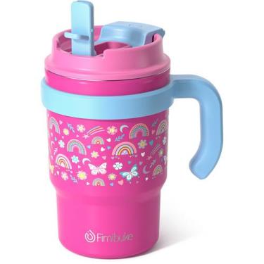Imagem de Copo Térmico Infantil Fimibuke 470ml - com Alça e Canudo 18/8 SS