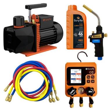 Imagem de Kit Refrigeração Suryha Bomba De Vácuo, Manifold, Óleo - Refrigeração 