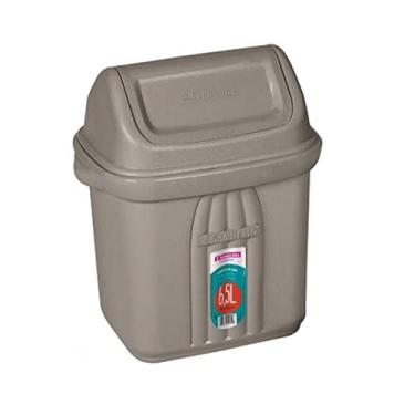 Imagem de Lixeira 6,5 Litros Com Tampa Basculante Áreas Externas Pia Cozinha Banheiro - 278 Sanremo - Chumbo