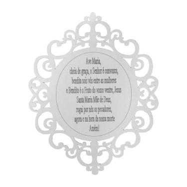 Imagem de Placa Decorativa Ave Maria Arabesco Mdf 25x20 Branco