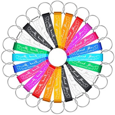 Imagem de Dandat Chaveiro abridor de garrafas, 100 peças, agradecimentos de casamento para convidados, abridor de cerveja de vinho de alumínio, presentes de convidados, presentes para festa de aniversário, chá de bebê, lembranças de formatura (coloridas)