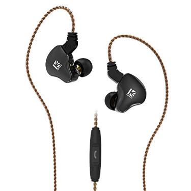Imagem de Fone de ouvido intra-auricular KBEAR KS2, estéreo 1BA 1DD IEM, fones de ouvido híbridos esportivos com cancelamento de ruído HiFi com placa de frequência PCB, cabo destacável de 2 pinos, para audiófilos (com microfone, preto)