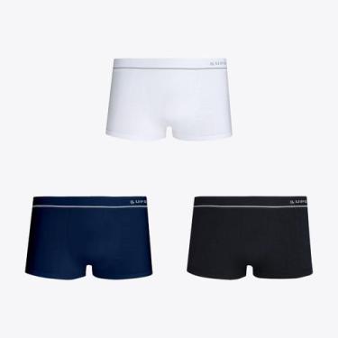 Imagem de Kit 3 Cuecas Lupo Sunga Microfibra Sem Costura 00676-103, Azul, Branco