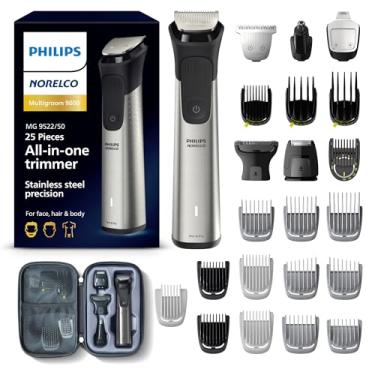 Imagem de Philips Norelco Multigroom série 9000, aparador tudo-em-um, aparador de barba e aparador de cabelo, kit de cuidados masculinos de 25 peças/27 comprimentos para barba, rosto, nariz, orelha e corpo, kit