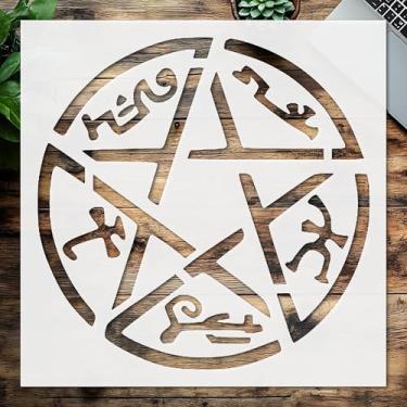 Imagem de Estêncil sobrenatural, molde de plástico reutilizável 14 cm x 14 cm para artesanato DIY e decoração de casa