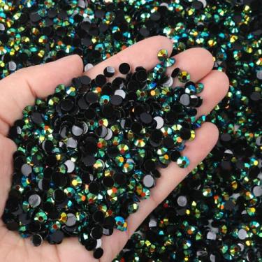 Imagem de 2500 peças de strass de geleia plana em massa, fundo preto de 5 mm com strass verde meia geleia para artesanato, maquiagem facial, arte de unhas