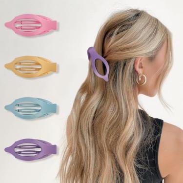 Imagem de Pacote com 4 clipes de garra de cabelo plano para mulheres, clipes de garra para cabelos grossos e finos, clipes de pato para cabelo banana clipes de jacaré grandes acessórios de cabelo French Concord