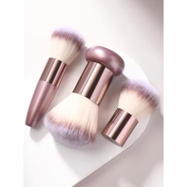 Imagem de Conjunto de 3 pincéis em pó – diferentes formas para perfeita mistura, contorno e destaque – Pincéis de maquiagem de cerdas sintéticas macias para pó facial, pó solto e bronzeador (qianfen)