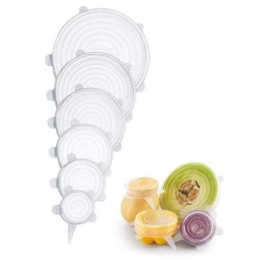 Imagem de Jogo 6 Tampas De Silicone Reutilizável Elástica Para Potes - X-Krika