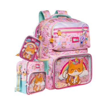 Imagem de Kit Gatinha Confetti Mochila Costas + Lancheira + Estojo Box