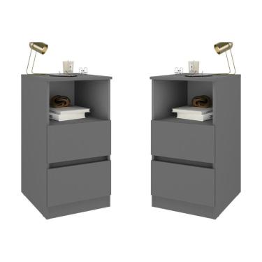 Imagem de Kit 2 Mesas de Cabeceira 38,5cm 2 Gavetas Multimóveis MP4501