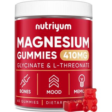 Imagem de Gomas de glicinato de magnésio Nutriyum 410mg para adultos e crianças-Unissex