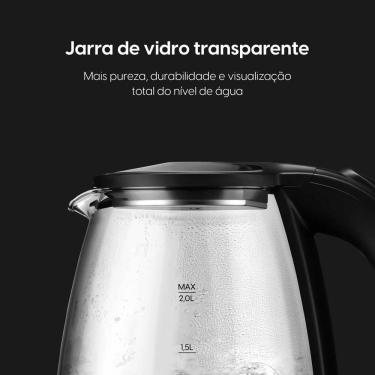 Imagem de Chaleira Elétrica Elgin Visio Glass Pro 1200W 2L Vidro Inox 110V