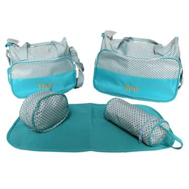 Imagem de Bolsa Maternidade Kit 5 Peças Conjunto Enxoval Bebê Azul