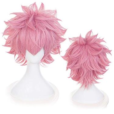 Imagem de Peruca Cosplay Anime, Peruca Festa Halloween, Rede Cabelo Grátis (Peruca Ashido Mina)