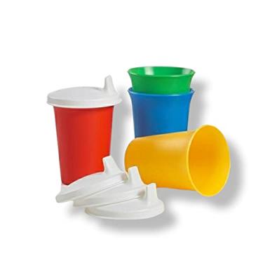 Imagem de Tupperware Copos de sino com selos abobadados em verde, vermelho, azul e amarelo