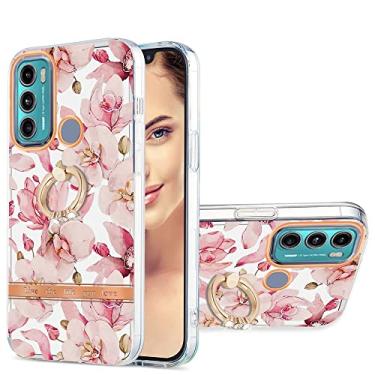 Imagem de For Motorola Moto G60 / G40 Fusion Ring IMD Flowers TPU Phone Case