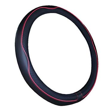 Imagem de Capa para volante de barco couro de microfibra 33-34 cm (preto vermelho)