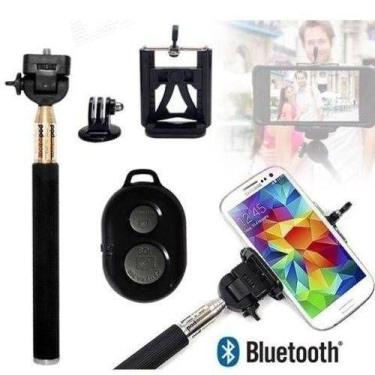 Imagem de Pau De Selfie Bastão Monopod + Suporte Celular + Controle Remoto Bluet