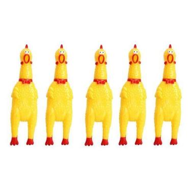 Imagem de Kit 5 Brinquedos Pet Mordedor Borracha Frango Galinha para cães cachor