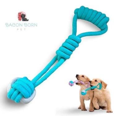 Imagem de Brinquedo para Cachorro Cães Pet Corda com Mordedor e Puxador Para Cãe
