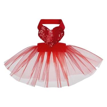 Imagem de INGSIST Moletom de cachorro coração dia dos namorados roupa vermelha roupas femininas menina pequeno filhote de cachorro vestido de suor tamanho PP P M G GG