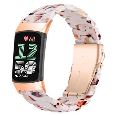 Imagem de PONATTENO Pulseira de relógio de resina para Fitbit Charge 6, pulseira de substituição ultraleve para Charge 6, pulseira elegante à prova d'água (Nougat)