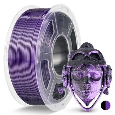 Imagem de JAYO Filamento PLA de seda 1,75 mm cores duplas preto roxo, filamento de impressora 3D de cor dupla de coextrusão, mudança multicolorida brilhante, carretel de 1,1 kg (1,1 kg), precisão +/- 0,02 mm
