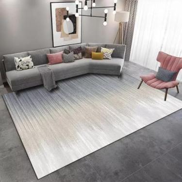 Imagem de Tapete estilo lavagem a tinta para decoração de sala de estar, mesas de centro para casa, sofá, tapetes duráveis e laváveis para quarto (3,2 x 5,2 pés (100 x 160 cm)/sem fiapos - 13)