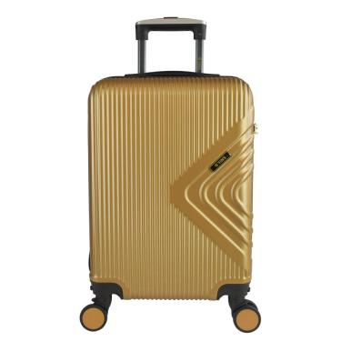 Imagem de Mala De Bordo Abs Yins Cleopátra Cadeado Integrado Rodas Duplas Giro 360 Dourado P