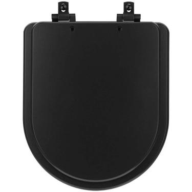 Imagem de Assento Sanitário Mdf Soft Close Nuova Preto Fosco Para Vaso Deca Com Ferragem Preta