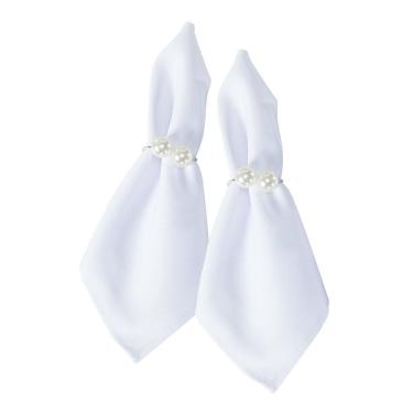 Imagem de Kit Anel Para Guardanapos Pérola Duplo Grande 4cm X 3cm Argola - Prata