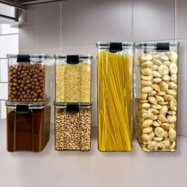 Imagem de Monte Seu Kit Pote Hermético Para Mantimentos De Cozinha Dispensa Armário Plástico(Kit 8-6 Potes Grande)