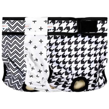 Imagem de Langsprit fraldas laváveis ​​para cães fêmeas (pacote com 3) - fraldas reutilizáveis ​​sem vazamento para cachorrinhos no período - calcinha térmica para cães altamente absorvente com botões