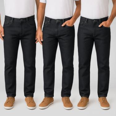 Imagem de Kit C/ 03 Calças Jeans Serviço Básica Algodão - Multiatak, Preto, 36