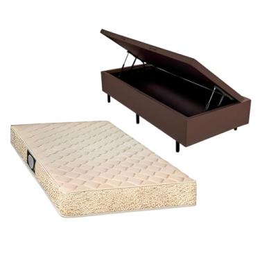 Imagem de Cama Baú Solteiro+colchão Toulon D33, Dupla Face (Sued Marrom)