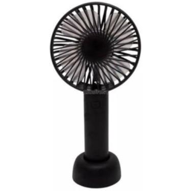 Imagem de Ventilador Portátil Mini De Mão Mesa Recarregavel Usb Led com cabo(preto)