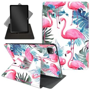 Imagem de Capa para iPad Pro 12,9 polegadas 6ª/5ª/4ª geração (2022/2021/2020), suporte protetor giratório de 360 graus com despertar/hibernar automaticamente, flamingo tropical