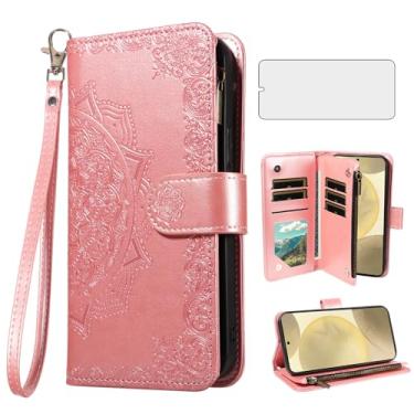 Imagem de Asuwish Capa de telefone para Samsung Galaxy S24/S25 5G capa carteira celular com protetor de tela de vidro temperado e flor flip porta-cartão de crédito suporte suporte S 24 24S 25 25S G5 SM-S931U