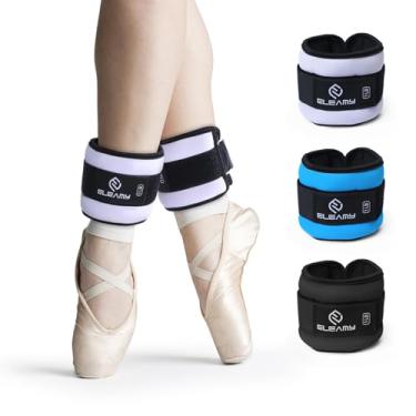 Imagem de ELEAMY Pesos de tornozelo para mulheres e homens - Pares de 1,4 kg para caminhada, corrida, ioga, fitness - tecido de seda gelo premium - confortável, durável e resistente a rasgos - preto/roxo claro