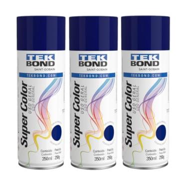 Imagem de Kit 3 Tintas Spray Azul Escuro Aerossol TekBond Uso Geral 350ml/250g